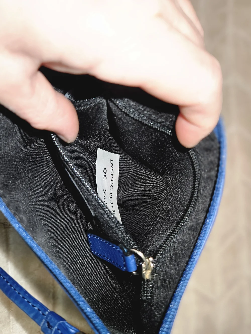 Levenger Navy Blue Pebbled Leather Wristlet